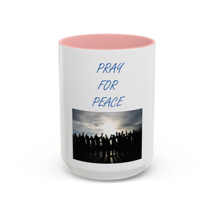 Pray for Peace Accent Coffee Mug — Inspirational Religious Prayer Mug (11/15oz)