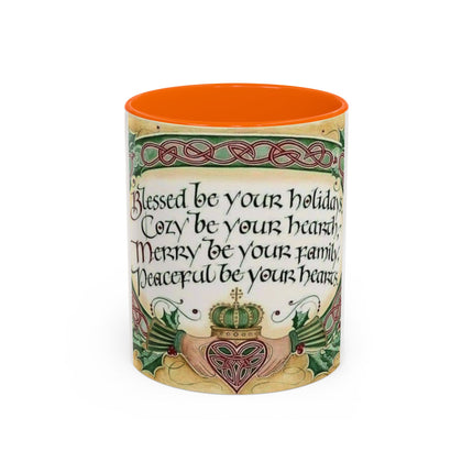 Blessed Holiday Accent Mug – 11oz Ceramic Gift with Heart & Crown Design