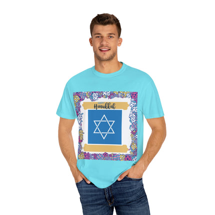 Happy Hanukkah Tee – Unisex Garment-Dyed Shirt for the Festival of Lights