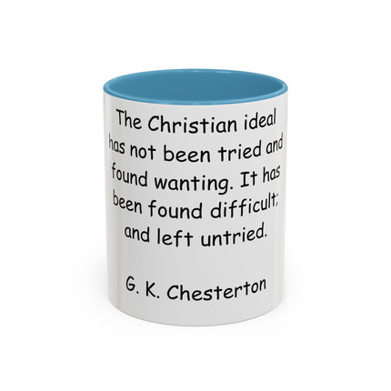 Inspirational Accent Coffee Mug – G.K. Chesterton Quote, 11oz