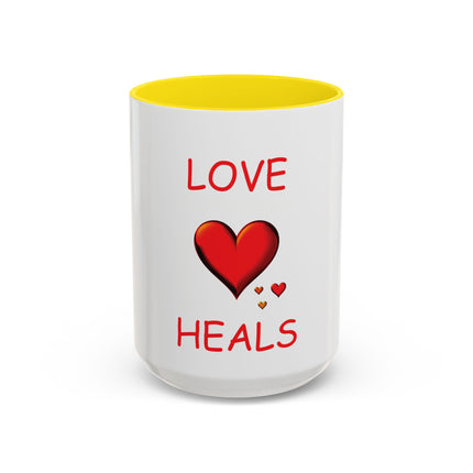 Love Heals Accent Coffee Mug — 11/15oz Heart Healing Gift