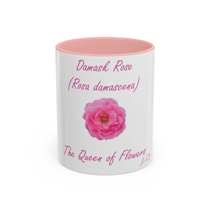 Damask Rose Accent Coffee Mug - The Queen of Flowers 11oz