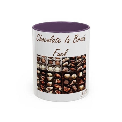 Chocolate Is Brain Fuel Accent Mug – 11oz – Sweet & Smart Gift