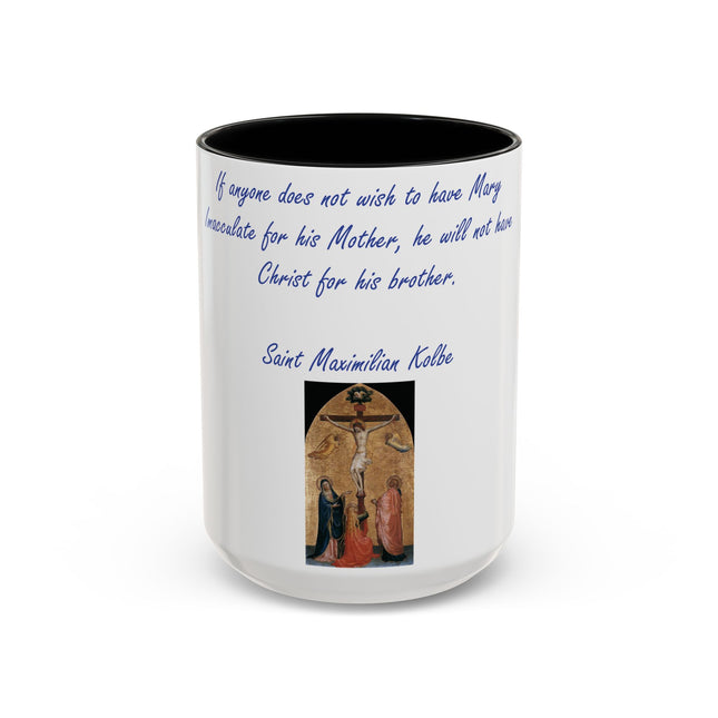 Saint Kolbe Accent Mug – 15oz Ceramic Cup for Marian Devotion
