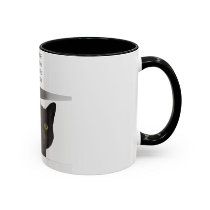 Black Cat Accent Mug – “In the Here In the Now” 11oz Ceramic Cup