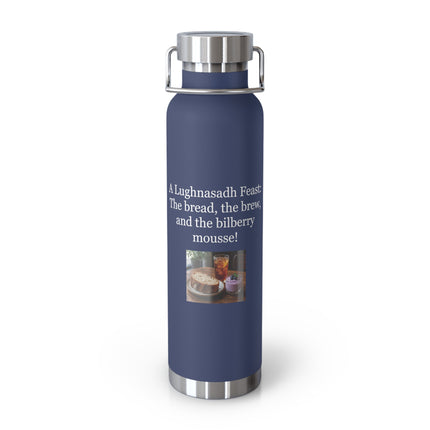 22oz Copper Vacuum Bottle – 'A Lughnasadh Feast' Bread, Brew & Bilberry Mousse Design