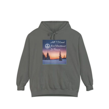 Peaceful Christmas Hoodie – "All I Want for Christmas is Peace" Winter Tree Graphic