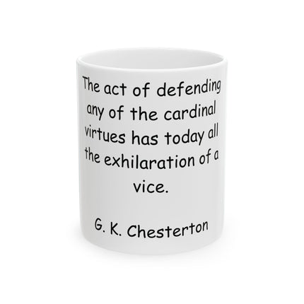 Defend Virtue Mug – 11oz Ceramic | G.K. Chesterton Design
