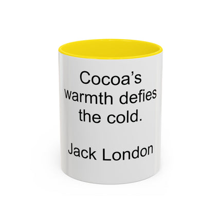 Jack London Quote Mug — "Cocoa’s warmth defies the cold." Accent Mug