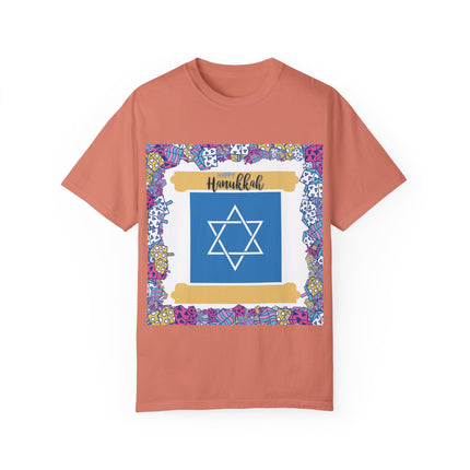 Happy Hanukkah Tee – Unisex Garment-Dyed Shirt for the Festival of Lights