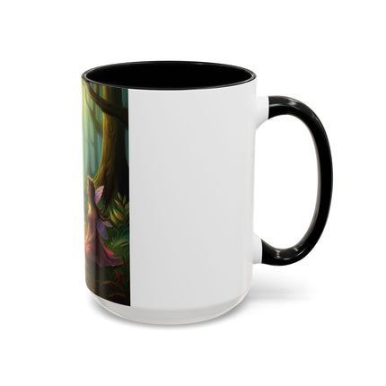 Mystical Fairy & Cat Mug – Enchanted Forest Design, 15oz Accent