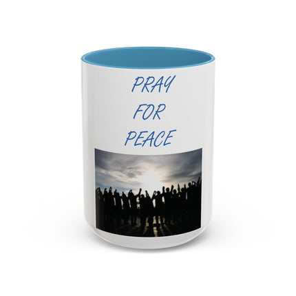 Ceramic Mug – “Pray for Peace” Message – 15oz Accent