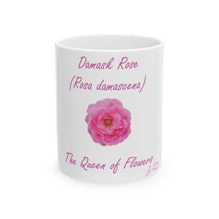 Damask Rose Ceramic Mug – Queen of Flowers, 11oz