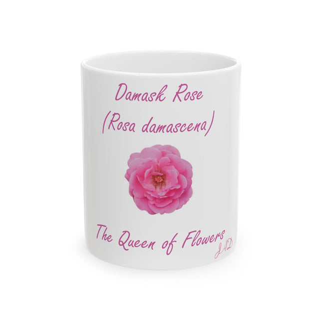 Damask Rose Ceramic Mug – Queen of Flowers, 11oz