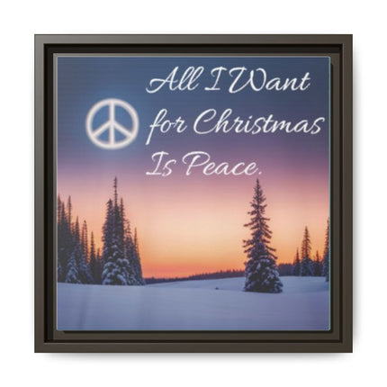 Framed Canvas Wall Art — "All I Want for Christmas Is Peace" Winter Landscape