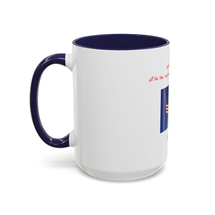American Flag Accent Coffee Mug — Patriotic Quote by Mark Twain, 11/15oz