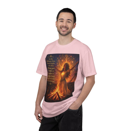 Burning Bright: Beltane Fire Goddess T-Shirt — "As the Beltane fires burn bright" Spiritual Pagan Tee