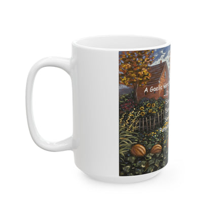 Samhain Ceramic Mug - Celebrate Autumn Vibes with Pumpkin Spice & Heritage - 15oz