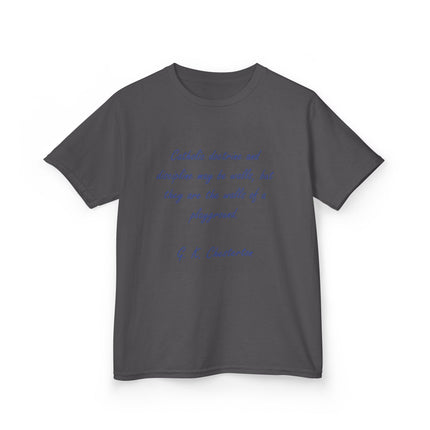 Kids Faith Tee – “Walls of a Playground” – Heavy Cotton Quote Shirt