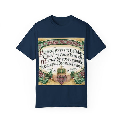 Blessed Be Your Holiday Tee – Celtic-Inspired Unisex Garment-Dyed