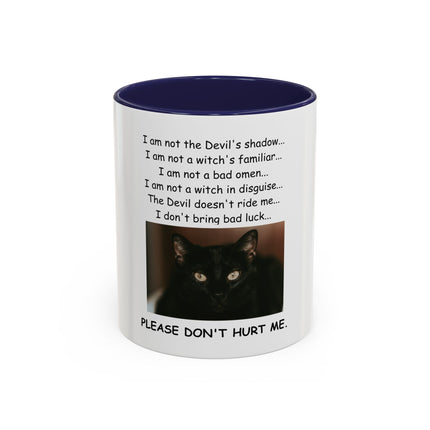 Black Cat 'Please Don't Hurt Me' Accent Coffee Mug – Dispelling Superstitions Gift