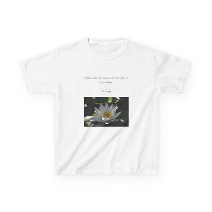 Inspirational Kids Tee – “A Flower Just Blooms” Nature Graphic Shirt