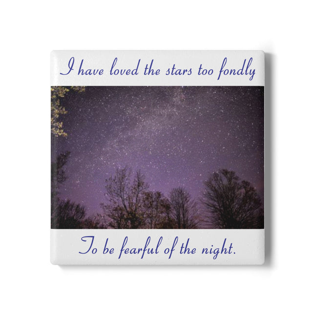 Starry Night Ceramic Coaster with Inspirational Quote