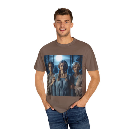 Mystical Sisterhood Tee – Garment-Dyed Shirt of Triple Goddess