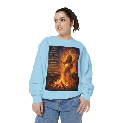 Bonfire Witch Sweatshirt — "As the Beltane fire burns bright" Pagan Festival Crewneck