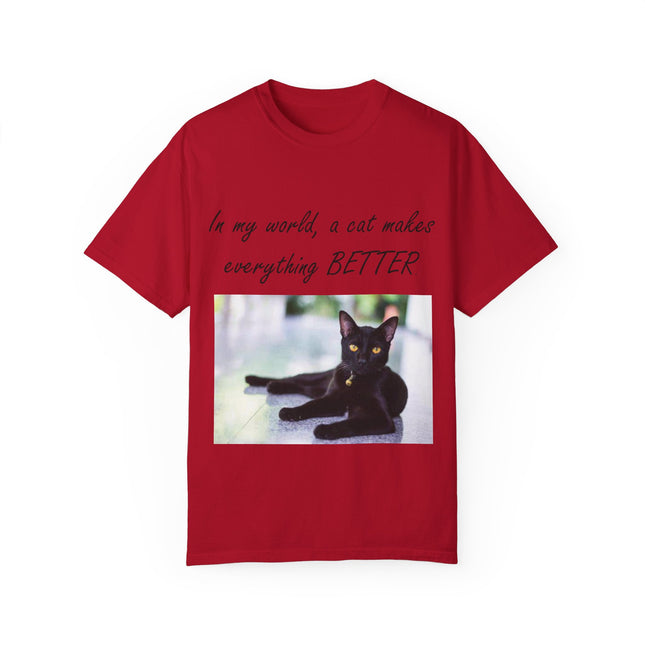 In My World Cat T-Shirt – Unisex Garment-Dyed Tee for Cat Lovers