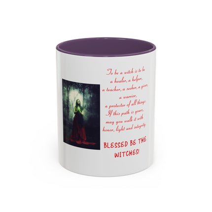 Blessed Be the Witches Accent Coffee Mug — Witchcraft Poem, Gothic Pagan Gift