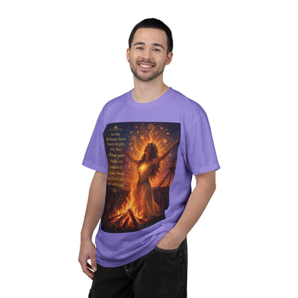 Burning Bright: Beltane Fire Goddess T-Shirt — "As the Beltane fires burn bright" Spiritual Pagan Tee