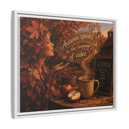 Framed Canvas Wall Art - “Autumn speaks in the language of cider.”