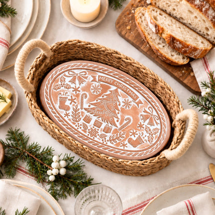 Bread Warmer & Basket - Christmas Oval-2