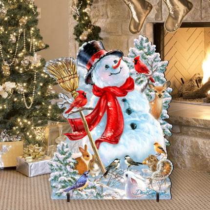 Frosty Forest Friends Snowman Christmas Outdoor Scene by D. Gelsinger - Christmas Santa Snowman Decor - 8461026F-1624-1