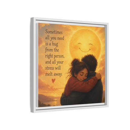 Sunshine Hug Framed Canvas — "Sometimes all you need is a hug" Wall Art