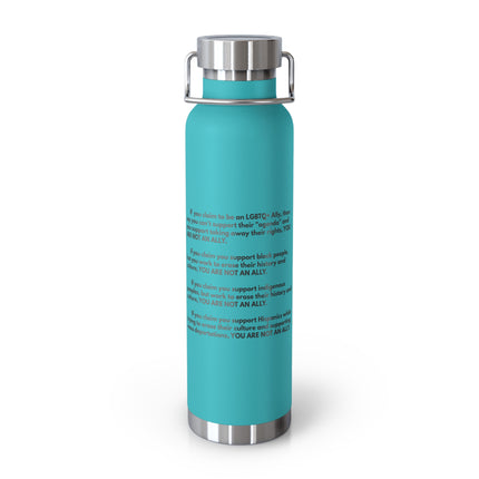 22oz Copper Vacuum Insulated Bottle – Blue Motivational Quote Design