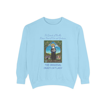 St. Gertrude Sweatshirt — "Patron Saint of Cats and Gardeners" Design