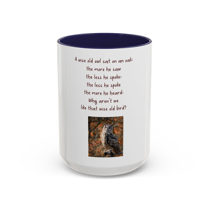 Owl Poem Accent Coffee Mug – Rustic Wildlife Quote Mug (11/15oz)