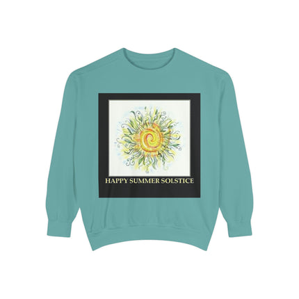 Happy Summer Solstice Unisex Sweatshirt - Cozy Garment-Dyed Apparel for Seasonal Celebrations