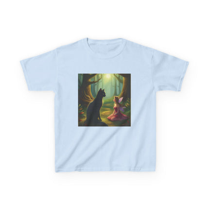 Kids Tee — Fairy Princess and Cat Forest Illustration