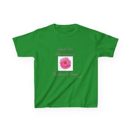 Kids Heavy Cotton Tee – Damask Rose Floral Design