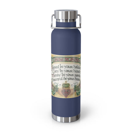 Inspirational Copper Insulated Water Bottle - 22oz with Blessing Design