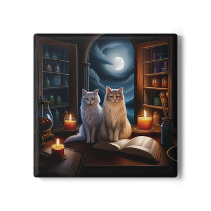 Enchanting Cat-Themed Ceramic Coaster Set for Cozy Homes