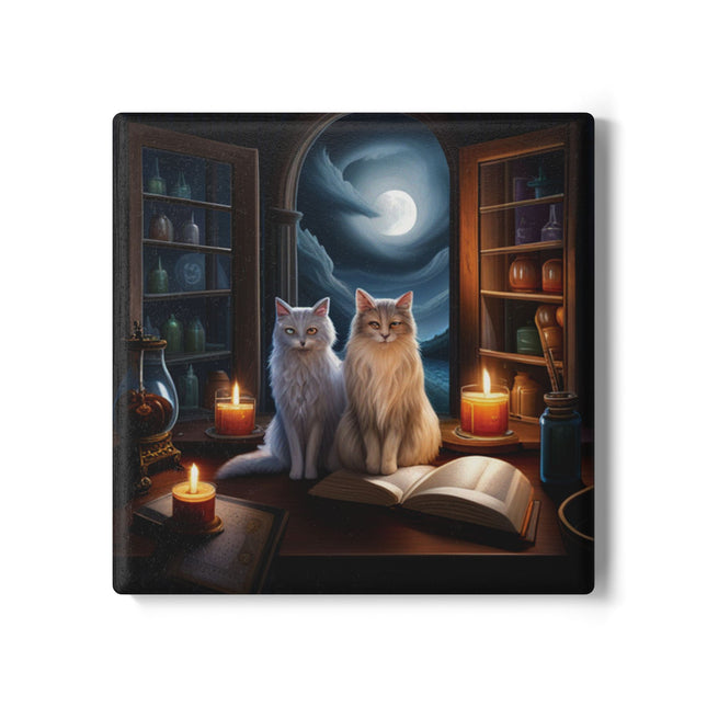 Enchanting Cat-Themed Ceramic Coaster Set for Cozy Homes