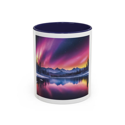 Aurora Lake Accent Coffee Mug — Northern Lights Landscape 11/15oz