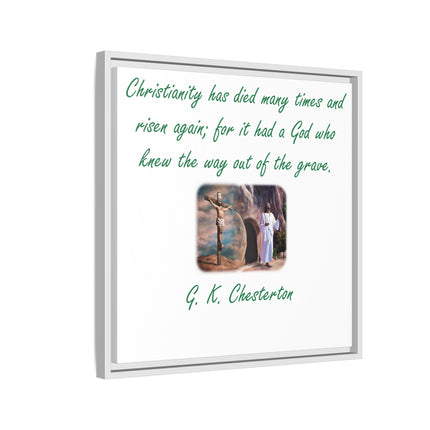 Framed Canvas Wall Art — G.K. Chesterton Easter Quote with Resurrection Image