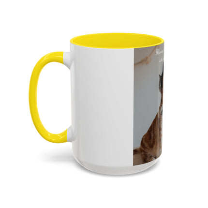 Cat Lovers Accent Mug – 15oz Ceramic Cup with Sleepover Quote