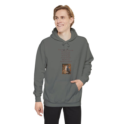 Poetic Owl Hoodie — White Sweatshirt with Verse and Owl Art