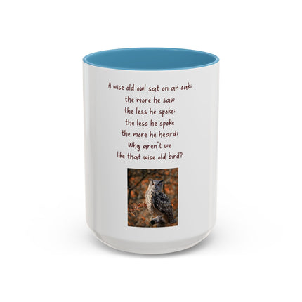 Owl Poem Accent Coffee Mug – Rustic Wildlife Quote Mug (11/15oz)